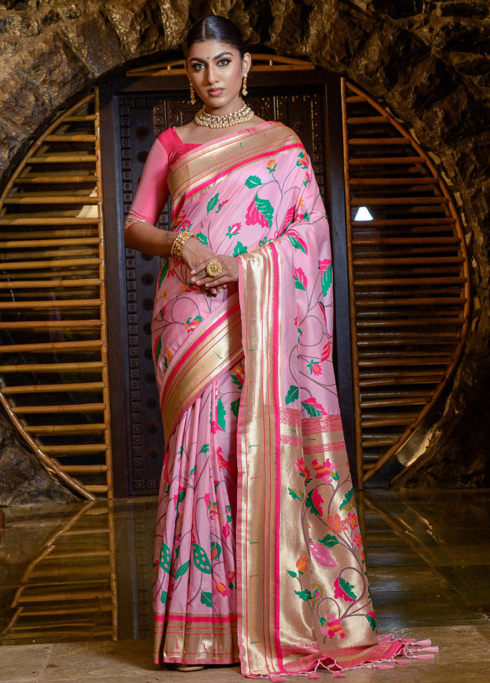 Pink Dupion Silk Saree With Blouse Piece - Indian Silk House Agencies