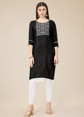 Black Readymade Silk Long Kurti - Indian Silk House Agencies