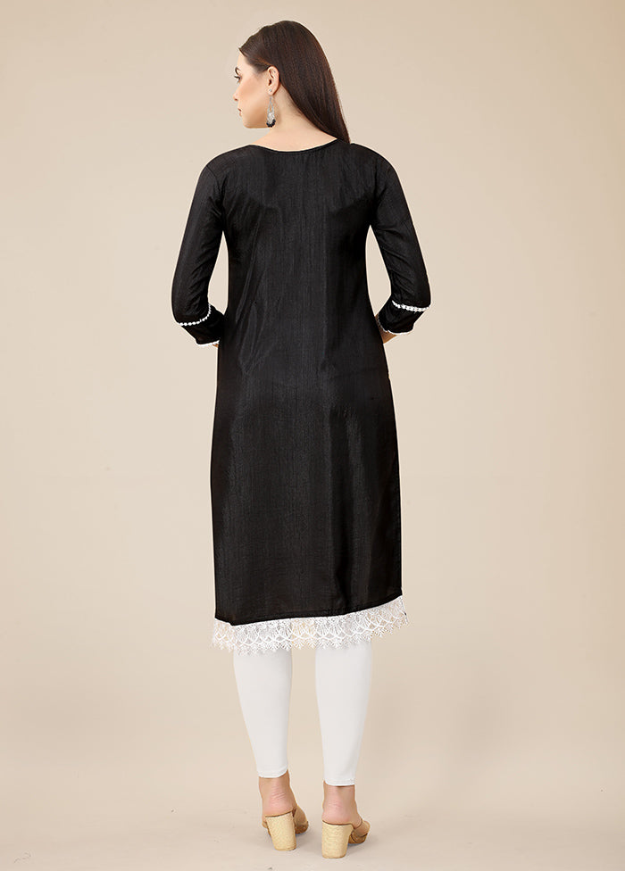 Black Readymade Silk Long Kurti - Indian Silk House Agencies
