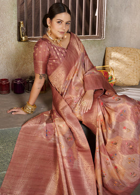 Pink Spun Silk Saree With Blouse Piece - Indian Silk House Agencies