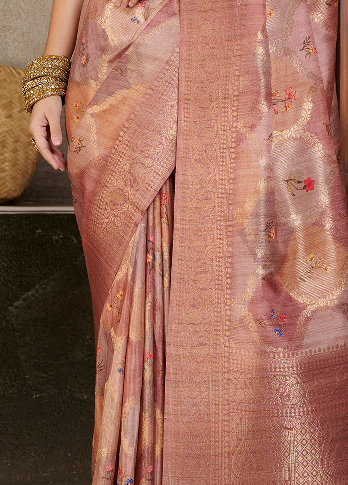 Pink Spun Silk Saree With Blouse Piece - Indian Silk House Agencies