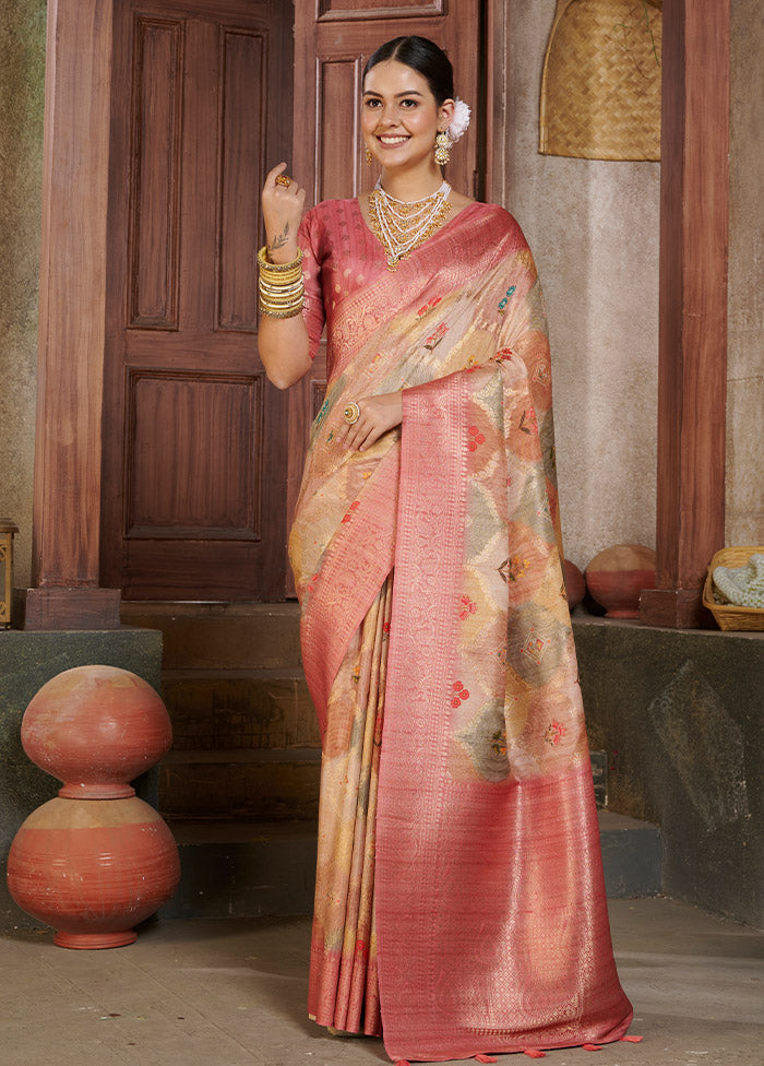 Pink Spun Silk Saree With Blouse Piece - Indian Silk House Agencies