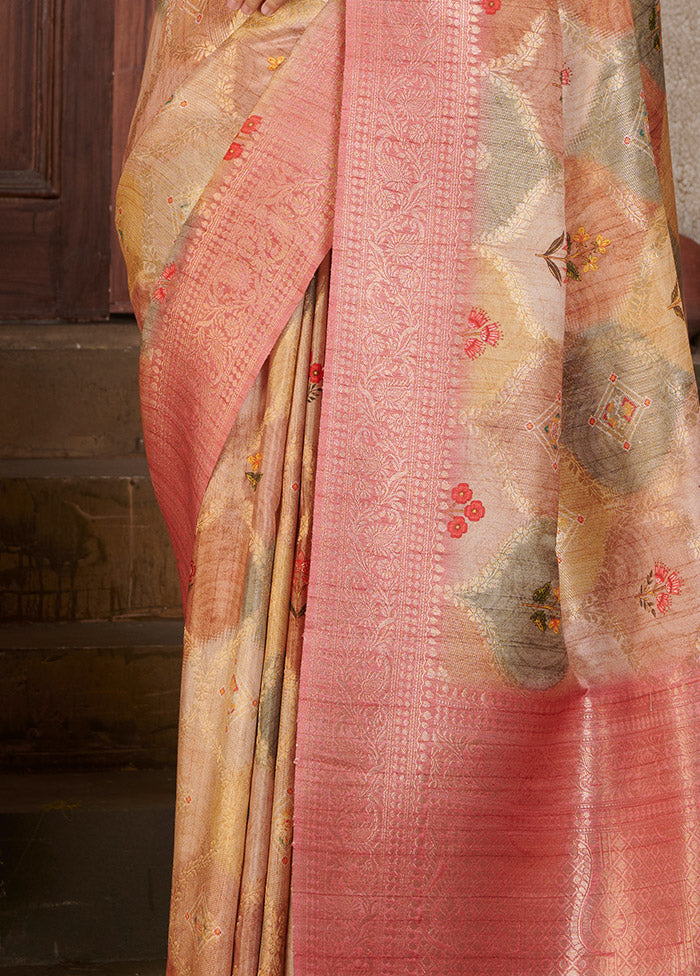 Pink Spun Silk Saree With Blouse Piece - Indian Silk House Agencies