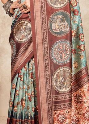 Blue Spun Silk Saree With Blouse Piece - Indian Silk House Agencies