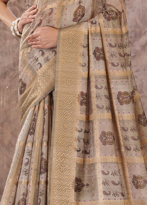 Beige Cotton Saree With Blouse Piece - Indian Silk House Agencies