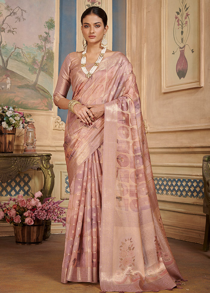 Pink Kora Silk Saree With Blouse Piece - Indian Silk House Agencies