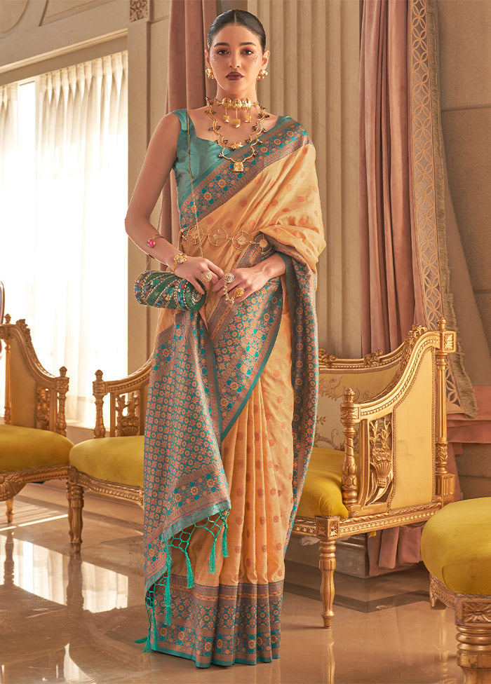 Beige Spun Silk Saree With Blouse Piece - Indian Silk House Agencies