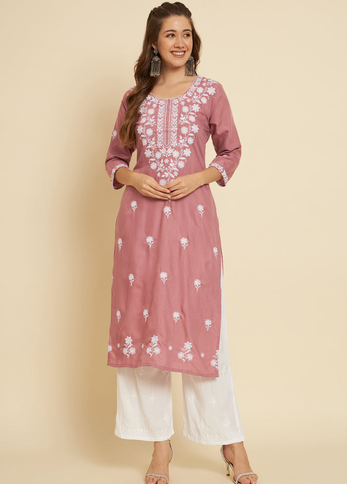 Baby Pink Readymade Cotton Long Kurti - Indian Silk House Agencies