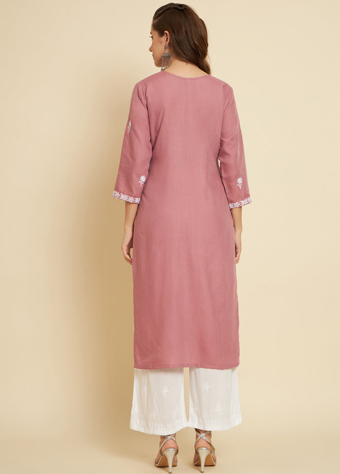 Baby Pink Readymade Cotton Long Kurti - Indian Silk House Agencies