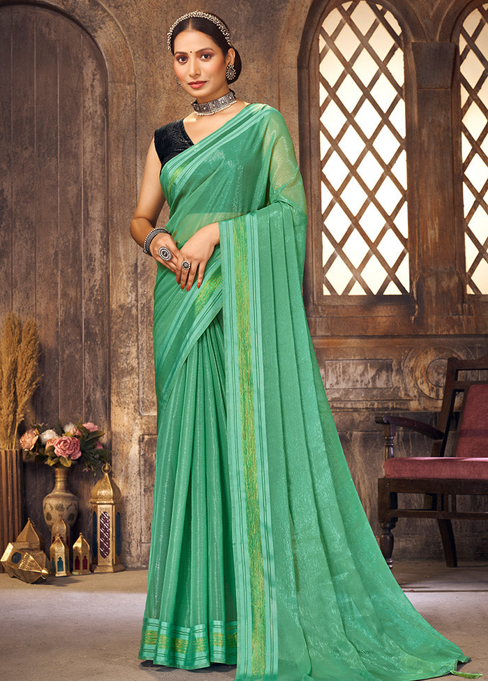 Rama Spun Silk Saree With Blouse Piece - Indian Silk House Agencies