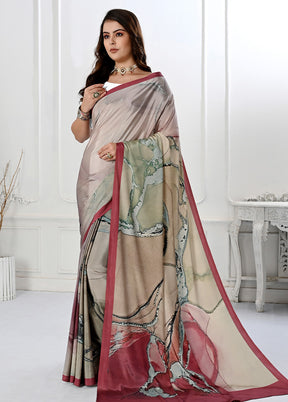 Grey Spun Silk Saree With Blouse Piece - Indian Silk House Agencies