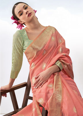 Coral Spun Silk Saree With Blouse Piece - Indian Silk House Agencies