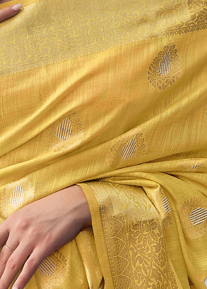 Yellow Spun Silk Saree With Blouse Piece - Indian Silk House Agencies