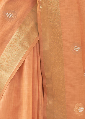 Peach Spun Silk Saree With Blouse Piece - Indian Silk House Agencies