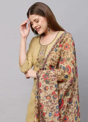 3 Pc Beige Readymade Rayon Suit Set - Indian Silk House Agencies