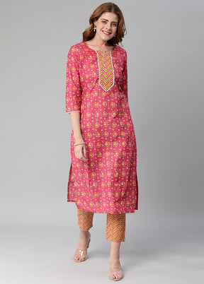 2 Pc Pink Readymade Rayon Kurti Set - Indian Silk House Agencies