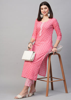 2 Pc Pink Readymade Rayon Kurti Set - Indian Silk House Agencies