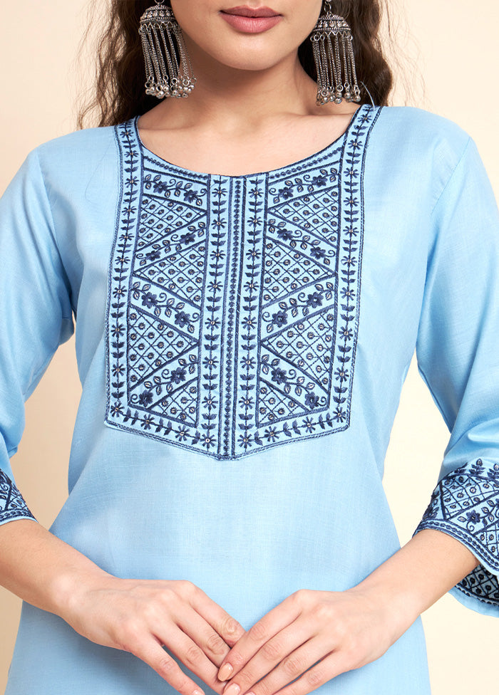 Blue Readymade Cotton Kurti - Indian Silk House Agencies