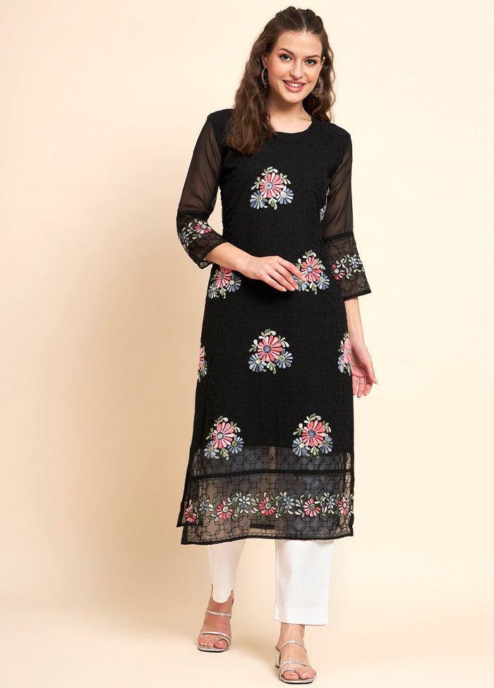 Black Readymade Georgette Kurti - Indian Silk House Agencies