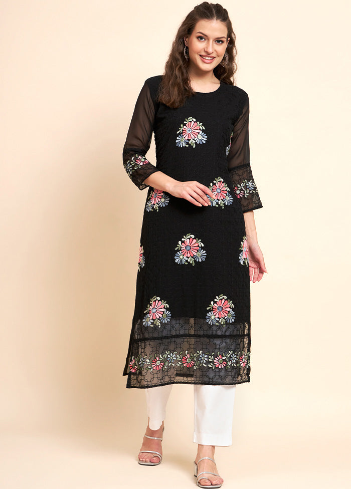 Black Readymade Georgette Kurti - Indian Silk House Agencies