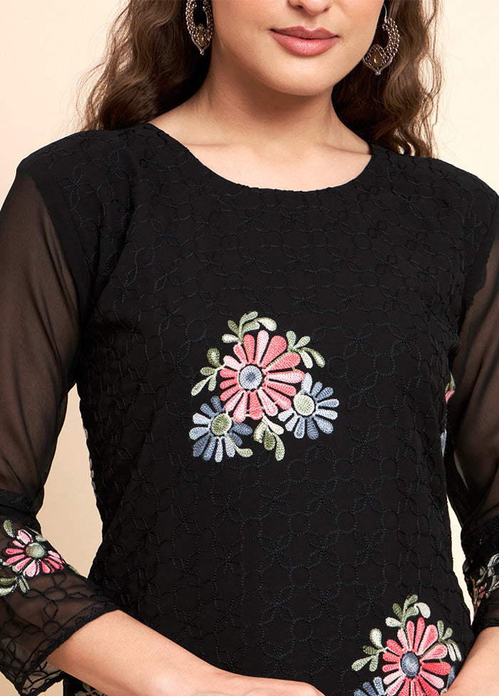 Black Readymade Georgette Kurti - Indian Silk House Agencies