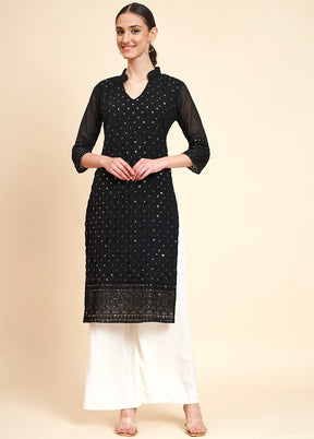 Black Readymade Georgette Kurti - Indian Silk House Agencies