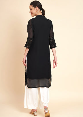 Black Readymade Georgette Kurti - Indian Silk House Agencies