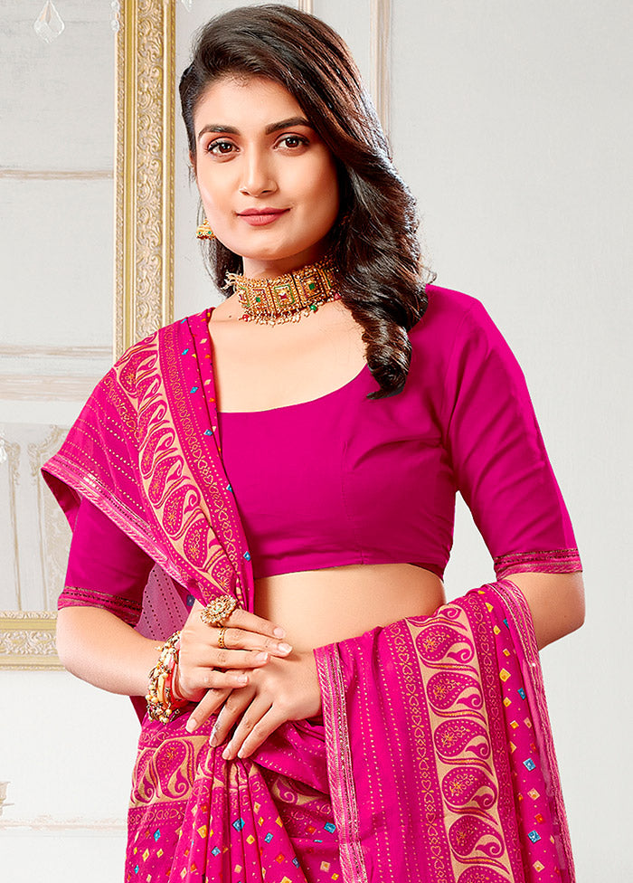 Magenta Spun Silk Saree With Blouse Piece - Indian Silk House Agencies