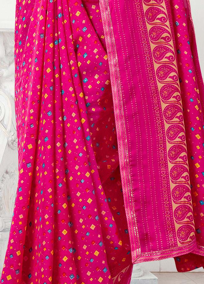 Magenta Spun Silk Saree With Blouse Piece - Indian Silk House Agencies