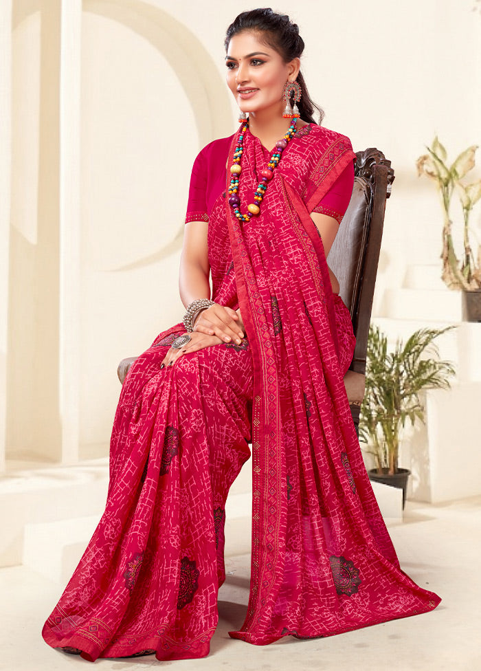 Magenta Georgette Saree With Blouse Piece - Indian Silk House Agencies