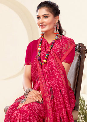 Magenta Georgette Saree With Blouse Piece - Indian Silk House Agencies