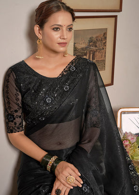 Black Chiffon Silk Saree With Blouse Piece - Indian Silk House Agencies