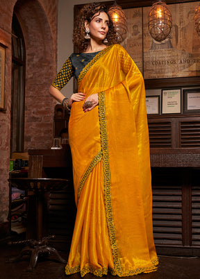 Yellow Tissue Silk Saree With Blouse Piece - Indian Silk House Agencies