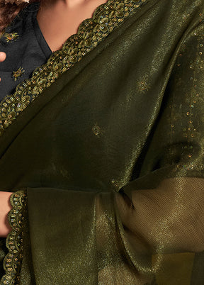 Mehendi Tissue Silk Saree With Blouse Piece - Indian Silk House Agencies
