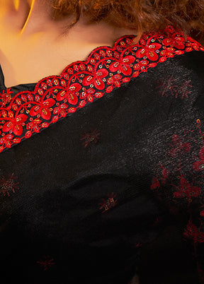 Black Chiffon Silk Saree With Blouse Piece - Indian Silk House Agencies