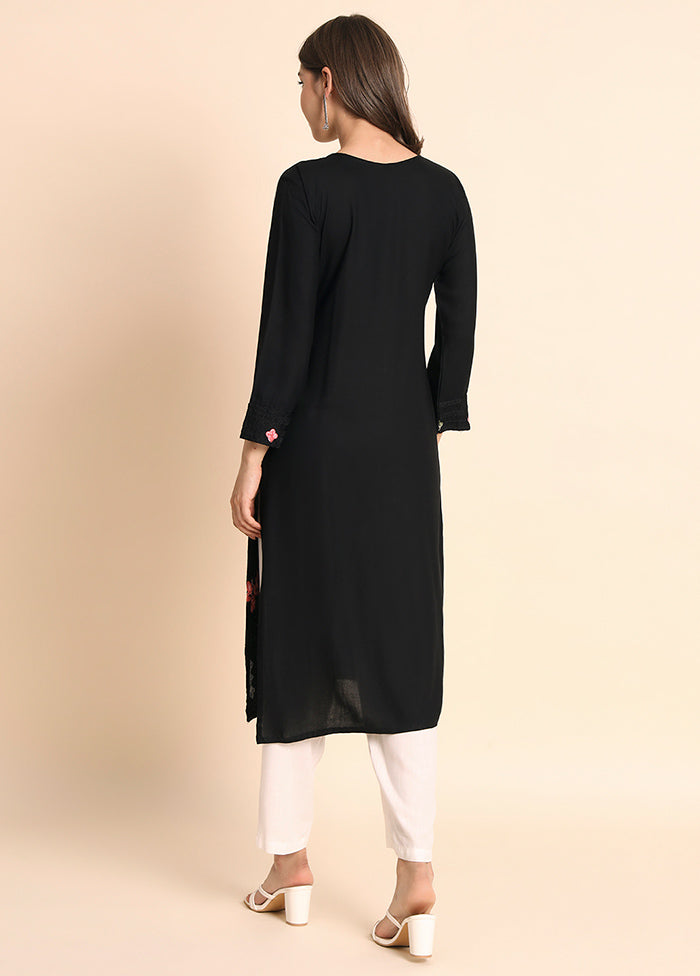 Black Readymade Rayon Kurti - Indian Silk House Agencies