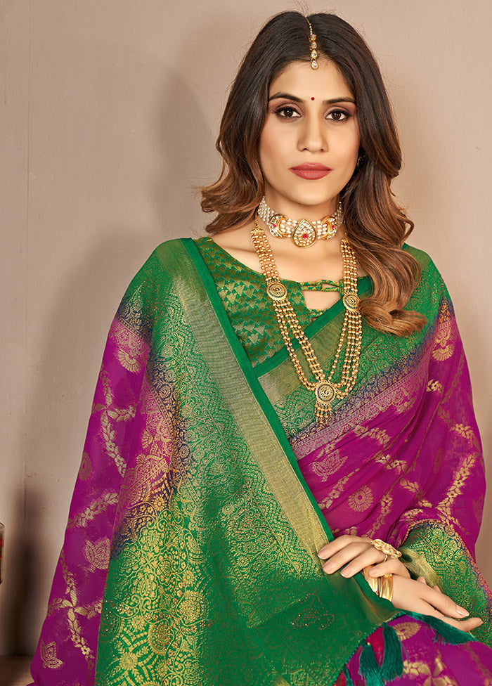 Wine Georgette Saree With Blouse Piece - Indian Silk House Agencies