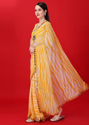 Yellow Georgette Saree With Blouse Piece - Indian Silk House Agencies