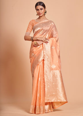 Peach Organza Saree With Blouse Piece - Indian Silk House Agencies