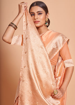 Peach Organza Saree With Blouse Piece - Indian Silk House Agencies