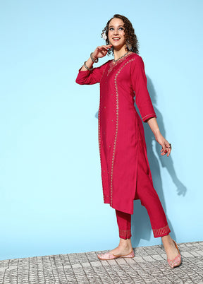 3 Pc Pink Readymade Viscose Suit Set - Indian Silk House Agencies