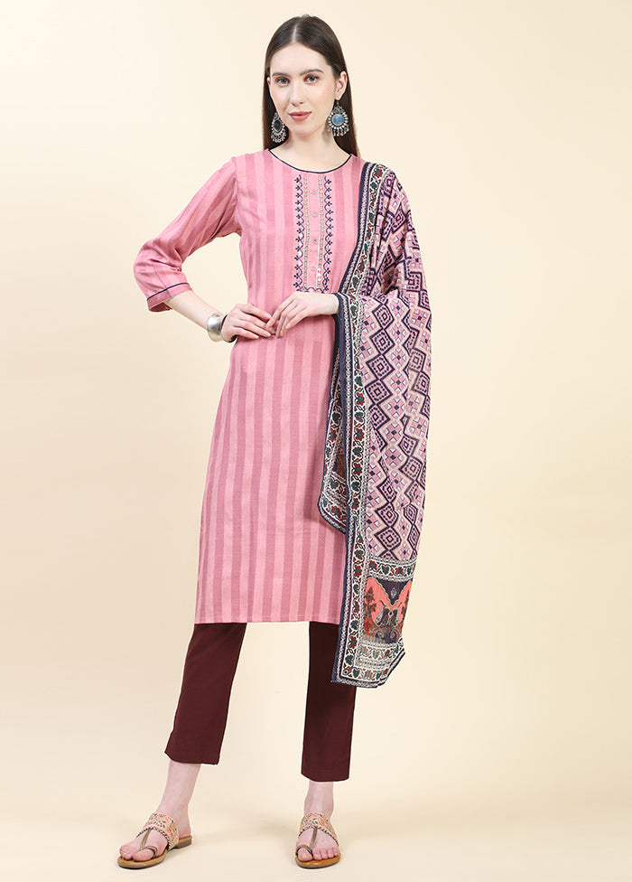 3 Pc Pink Readymade Viscose Suit Set - Indian Silk House Agencies