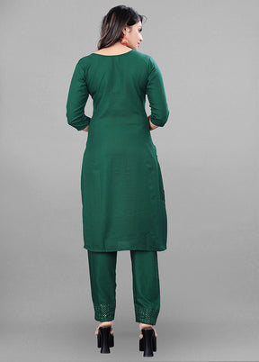 3 Pc Green Readymade Rayon Suit Set - Indian Silk House Agencies