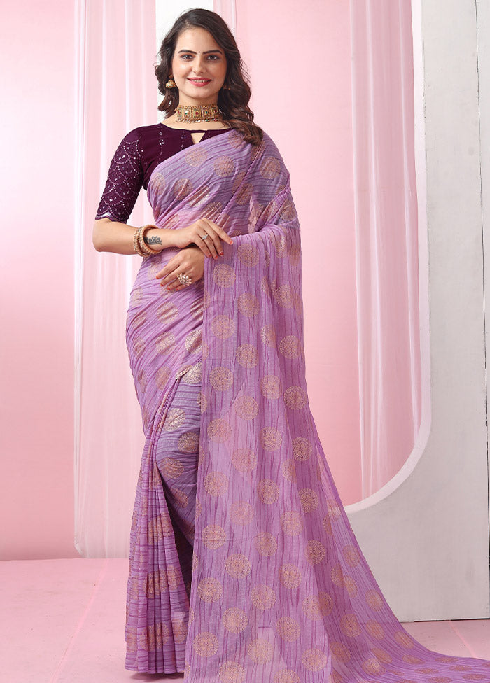 Lavender Georgette Saree With Blouse Piece - Indian Silk House Agencies