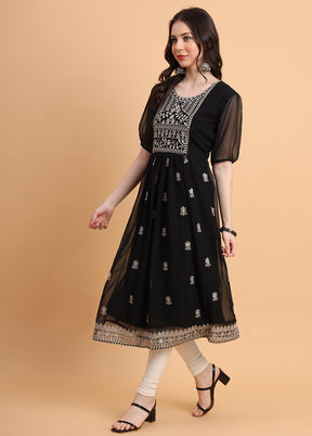 Black Readymade Georgette Kurti - Indian Silk House Agencies