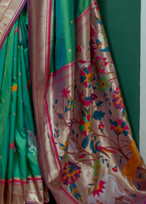 Sea Green Dupion Silk Saree With Blouse Piece - Indian Silk House Agencies