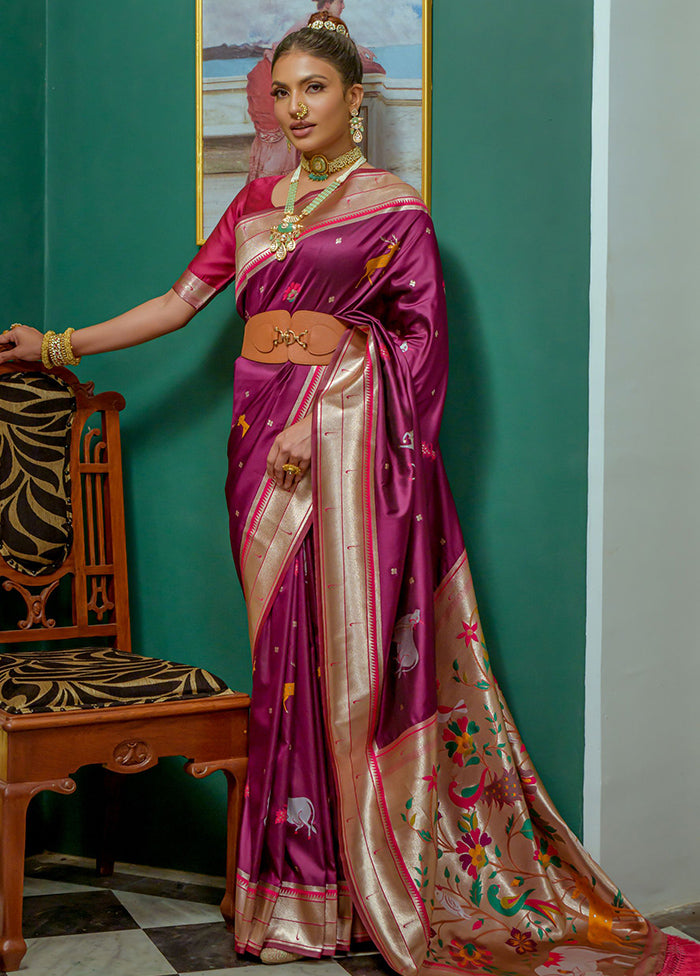 Wine Dupion Silk Saree With Blouse Piece - Indian Silk House Agencies