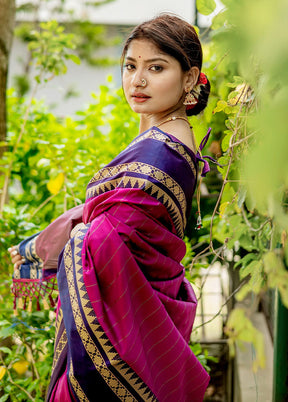 Magenta Spun Silk Saree With Blouse Piece - Indian Silk House Agencies