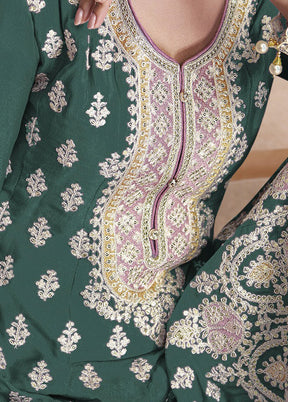 3 Pc Mint Green Unstitched Georgette Suit Set - Indian Silk House Agencies