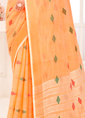 Orange Spun Silk Saree With Blouse Piece - Indian Silk House Agencies
